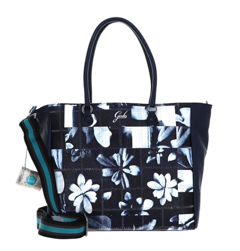 Sac à main Jessica Gabs cuir grand sac épaule bleu marine fleuri