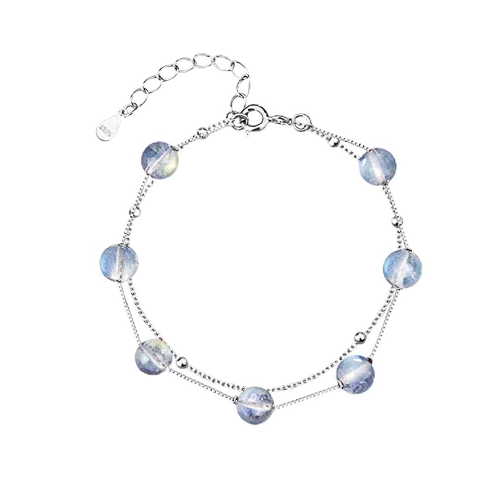 Pulsera de doble capa con encanto de luna QYYZTHX para mujer 5