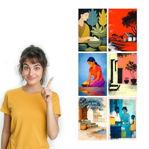 Image of SiddArtify Bohemian Wall Art Prints Set - Vintage People Poster Decor for Living Room Bedroom Office - 12x18 inch Board Pack of 6