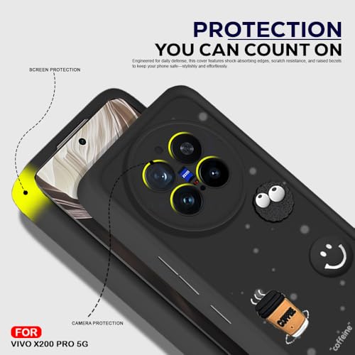 Image of AESTMO Back Case Cover for Vivo X200 Pro 5G | Cute Fun Cartoon 3D Ball | Coffee Silicone Case | Full Body Protection | Camera Protection Back Cover for Vivo X200 Pro 5G (Black)