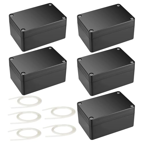 Caja de derivación resistente al agua IP66, color negro, caja de proyectos electrónicos, carcasa de plástico, caja de distribución exterior, 5 unidades, 58 x 83 x 34 mm