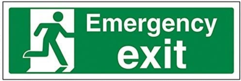V Safety Emergency Exit Sign - 300mm x 100mm - 1mm Rigid Plastic