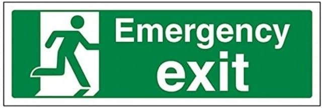 VSafety Emergency Exit Sign - Landscape - 300mm x 100mm - 1mm Rigid Plastic