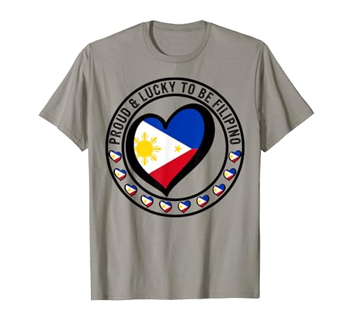 Fiero e fortunato ad essere filippino I Love Philippines bandiera cuore Maglietta