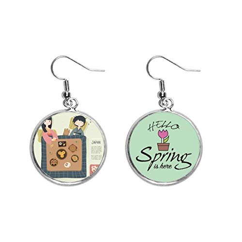 Pendientes de primavera tradicionales japoneses con colgante artesanal de cocina local