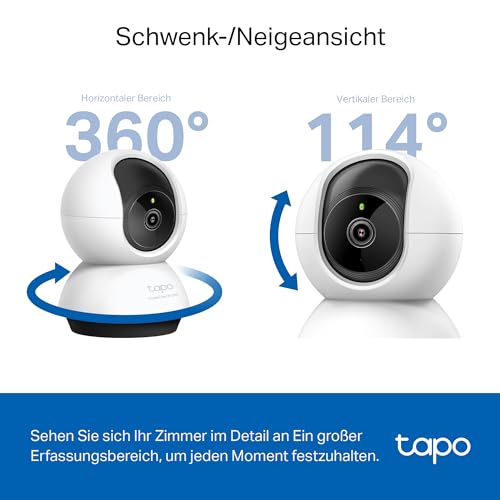 Tapo TP-Link C220 360°-WLAN-Überwachungskamera für den Innenbereich, 2K 4MP, IR Nachtsicht, Bewegungserkennung, Zwei-Wege-Audio, kompatibel mit Alexa und Google Assistant, für Babys/Haustiere 5