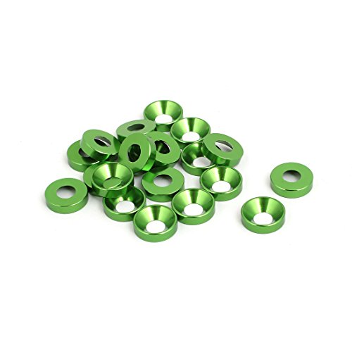 uxcell M6 Aluminium Alloy Car Bumper Trunk Washer Green 20pcs