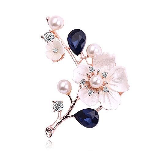 Plum Blossom Flower Women Brooch Pins Crystal Pin Enamel Pins, Vintage Trend Accessories Imitation Pearl Crystal Brooch, Alloy Lapel Pins Brooches Pin Badges Brooch Pin Jewelry for Women Girls