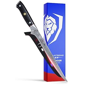 DALSTRONG Boning Knife – 8 inch – Shogun Series ELITE – Damascus AUS-10V Japanese Super Steel – Fillet Knife Gift – Meat Cutting, Carving, Bone, Trimming, Deboning – Black G10 Handle – Sheath Included