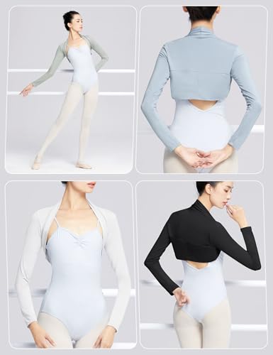 Image of Women's Ballet Shrug Long Sleeve Open Front Bolero Crop Top for Workout /Dance /Daily