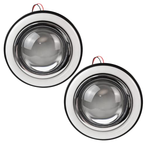 YLT AUTO Front Bumper Running Fog Lights 3-Inch CCFL White Halo Angel Eye Light Ring Projector Replacement Kit Clear Lens With Led Bulb A Pair of LH + RH for 1987-2014 Dodge Charger