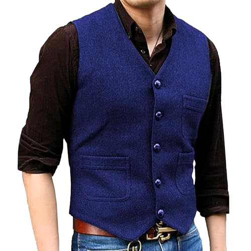 Gilet veste tweed homme costume slim fit fini les vêtements inconfortables en grande taille