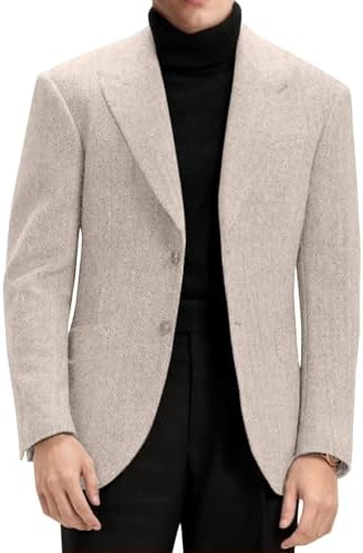 Blazer masculino formal vintage espinha de peixe tweed jaqueta