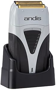 Andis Styling Profoil Plus Shaver TS-2, Pro Foil Lithium Titanium Foil Shaver, Cord/Cordless, Cordless Smooth Shaving with Charger, Grey and Black