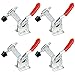 RMENOOR 4 Stück Schnellspanne Verzinkter Kniehebelspanner 90 kg Schwerlast Knebelklemme Horizontal Toggle Clamp mit Rotem Handgriff Waagrechtspanner für Maschinenbetrieb, Zimmerei, Schweißen
