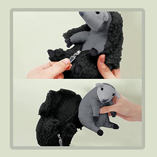 Agrimony Cute Shaved Black Sheep Stuffed Animals-Kawaii Lamb Plush Toys Valentines Mothers Day Birthday Easter Funny Gifts For Women Girls Boys Kids Teens Small Plushies Stuffed Sheep Plushie Decor #TOP4