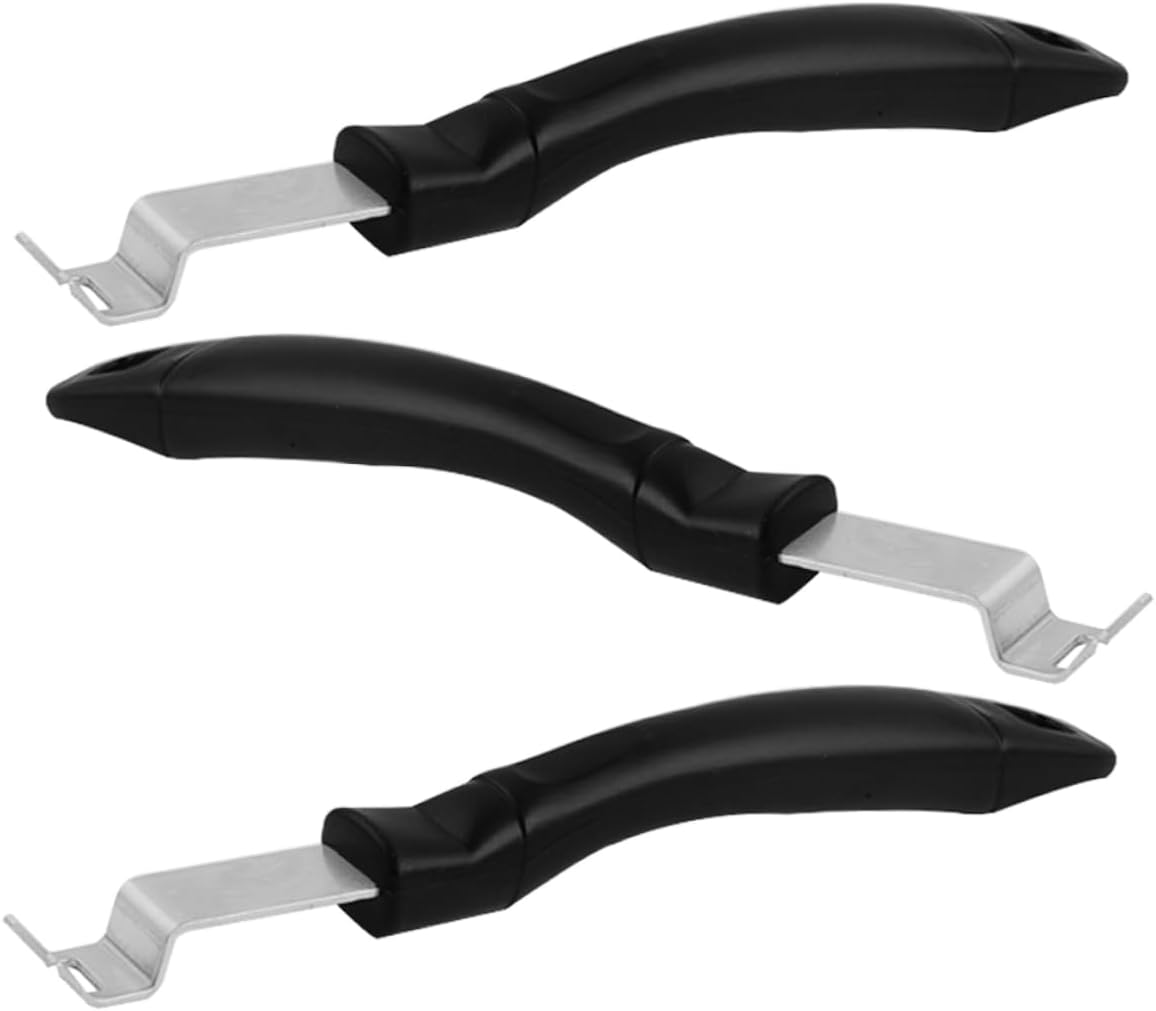 3pcs Stainless Steel Grill Plate Lifter Gripper with Black Handle
