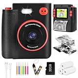Macchina Fotografica Bambini Istantanea, Amnesty 2,4 Pollici 1080P Fotocamera Bambini Selfie, Fotocamera Digitale con 32GB Scheda e Carta Fotografica, Regali di Natale da 3-12 Anni (Nero)