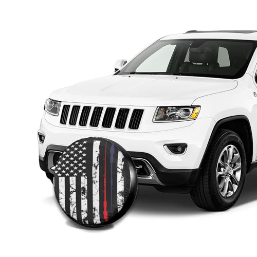 Image of Fishing American Flag Fishing Pole Spare Tire Cover Weatherproof Wheel Protectors Dust-Proof Sun Protection Wheel Tire Covers Universal Fit for Truck SUV RV Camper Trailer 14 inch
