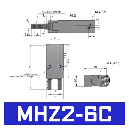 Pince pneumatique MHZ2-6C pour intégration sur bras robotique - 3