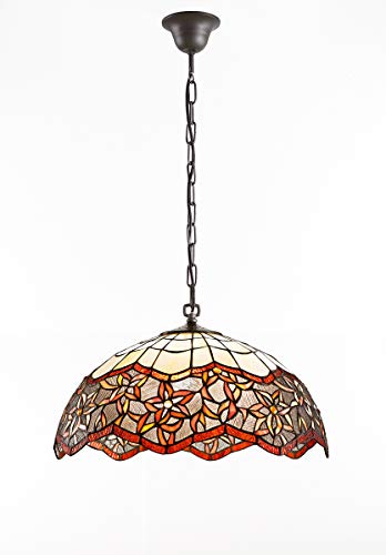 pendant round tiffany amber chandelier with glass orange florescenzaeale 588 original hand knitted measures 50 cm diameter three lights e27