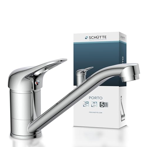 SCHÜTTE PORTO Spültischarmatur, Küchenarmatur 360° schwenkbar, Wasserhahn für die Küche, Mischbatterie mit Einhebelmischer, Chrom