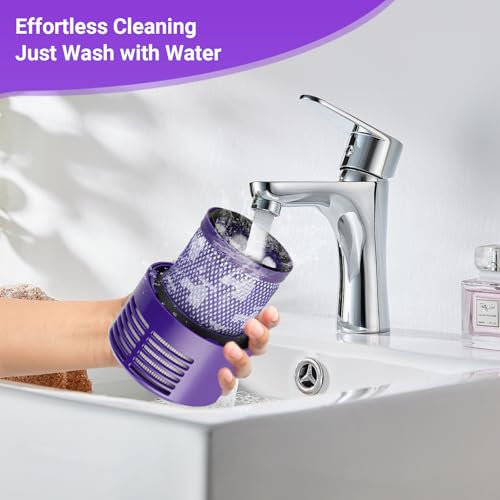 2x Filter für Dyson V10 SV12 – Waschbarer Ersatzfilter mit Reinigungsbürste, für Cyclone V10 Absolute/Animal/Motorhead/Total Clean Serie – Ersetzt DY-969082-01 – Nicht geeignet für V10 Slim