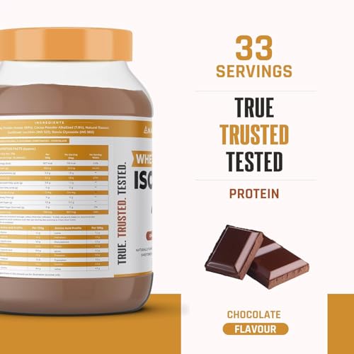 NATURALTEIN Natural Whey Protein Isolate Chocolate – 1 kg | 30 g Serving – 24 g Protein | Naturally Flavoured, Non-GMO | No Artificial Sweeteners | Smooth, Light & Easy to Digest
