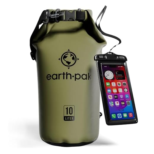 Earth Pak -Waterproof Dry Bag - Roll Top Dry Compression Sack Keeps Gear Dry for Kayaking, Beach, Rafting, Boating, Hiking, Camping and Fishing with Waterproof Phone Case