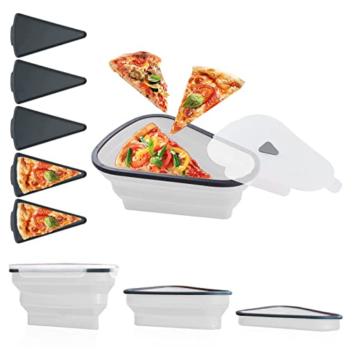 WEKIWGOT Contenedor reutilizable para pizza con 5 bandejas de servicio de microondas, contenedor de pizza ajustable, seguro para microondas Cover