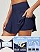 IUGA Swim Skirts for Women Tummy Control Swim Skorts for Woman High Waisted Bathing Suit Bottoms with Boxer Liner & Pockets Navy Blue