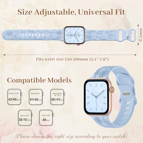 Easuny 8 Pack Floral Engraved Bands Compatible with Apple Watch for Women by Easuny - Used condition - Image 9