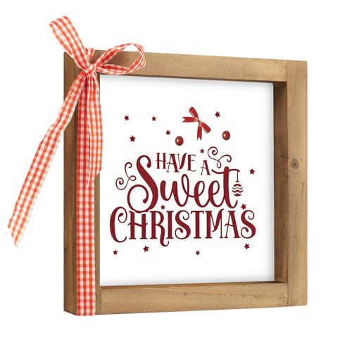 pechpell Small Christmas Sign, Wooden Table, Shelf & Wall Decor for Indoor