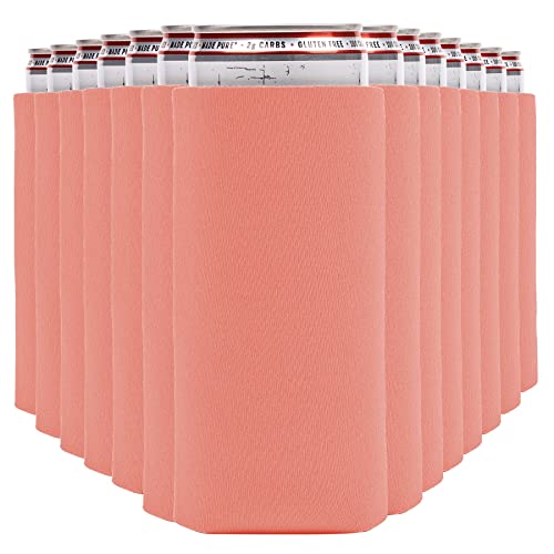 Image of Slim Can Cooler Sleeves (30-Pack) Soft Insulated Slim Can Koolie for White Claw Seltzer & Slim Beer - HTV Blanks for Vinyl Projects - Skinny Can Koolies Bulk - Tall Can Coolies for Slim Cans (Coral)