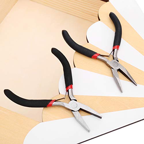 Image of Flat Nose Pliers for Jewelry Making, Mini Wire Cutters for Bending Straightening Ring Opening, 5 Inch, Black