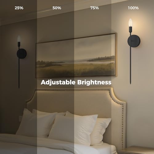 Image of L LOHAS LED Battery Operated Wall Sconce Set of 2 Wireless Remote Control