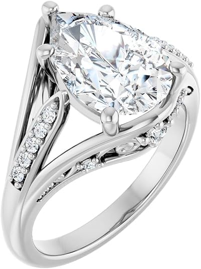 3 CT Moissanite Engagement Ring 10K 14K 18K Solid Gold, 925 Sterling Silver Willow Solitaire Bridal Ring Set Promise Ring for Wedding Christmas gift for Women