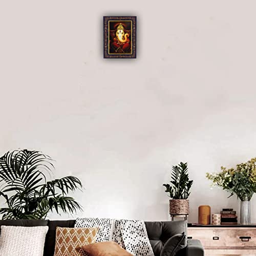 Image of Hawai Lord Ganesh /Ganpati Photo Frame, Size- 8.5x7inch | Engineered Wood Wall Hanging Home Decor Religious Frame | SFDI277BLKFRM