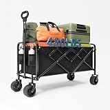 InBrave Extra Long Collapsible Wagon Cart, 480LBS Heavy Duty Utility Wagons with...