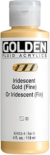 Fluid Acrylics by GOLDEN, Iridescent Gold (Fine), 4 fl. oz. Bottle, Professional Acrylic Paint, Semi-Transparent