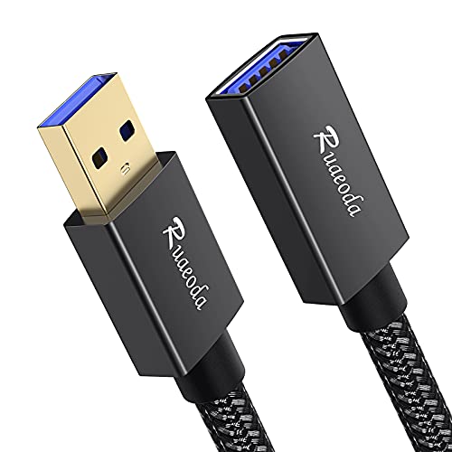 Ruaeoda USB 3.0 Extension Cable 12 ft, USB 3.0 Type A Male to Female Long USB Extension Cable SuperSpeed 22 AWG Braid USB to USB Cable
