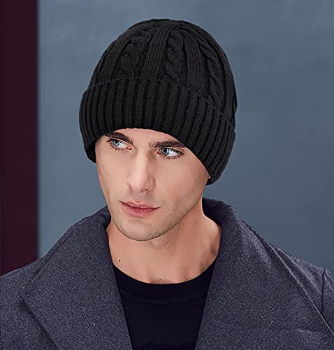 Loritta Winter Hat Warm Knitted Thick Baggy Slouchy Beanie Skull Cap for Men Women Gifts,1 Pack,C-Black