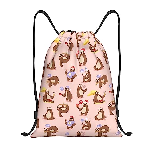 PIXOLE Mochila de cordón con estampado de perezoso, resistente al agua, bolsa deportiva, bolsa de gimnasio, para hombres y mujeres, Lindo perezoso, S, Classic