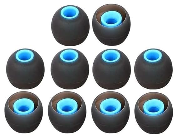 Replacement Earphone Silicone Rubber Medium Size 5 Pair Caps for Realme Boat Oppo Vivo Samsung One Plus Airpods, Earbuds, Bluetooth Neackband(10pcs Eartips) (Blue Black 10 Pcs)-image-48