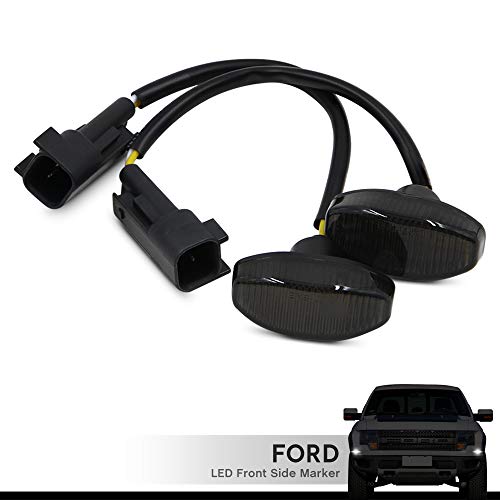 LED Side Marker Lamps for 2010-2014 Ford F150 SVT Raptor Pick Up Front Fender Flare Side Marker Lights F-150 Smoked Lens White LED Turn Signal Light Kits - Thumbnail 2