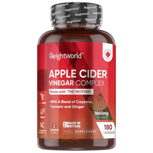 Apple Cider Vinegar Capsules 1860mg - 2 Months Supply - 180 Capsules - Apple Cider Vinegar with Mother - with a Blend of Cayenne Pepper, Turmeric & Ginger Root - Non-GMO & Vegan-Friendly