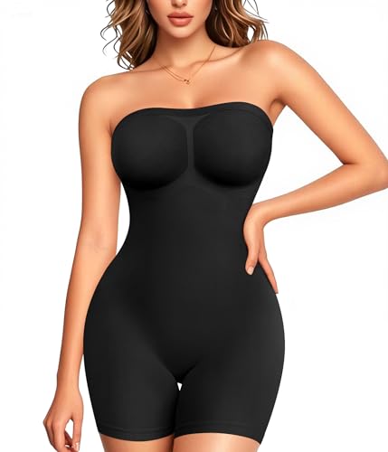 Strapless Shapewear Bodysuits for Women Tummy Control Body Suits Full Body Shaper with Removable Straps