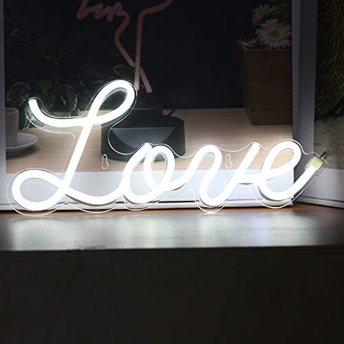 Image of 5V White Love LED Neon Sign Christmas Wedding Party Decoration Wall Lamp USB Powered Children Bedroom Night Light (NEW love white)