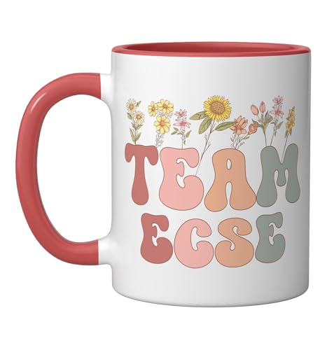 Groovy Team ECSE Appreciation Week back to school Ceramic Mug, Red/White