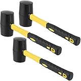 SEHOI 3 PCS 16 OZ Black Rubber Mallet Hammer, Rubber Mallet with Non Slip Handle for Camping, Woodworking and Flooring
